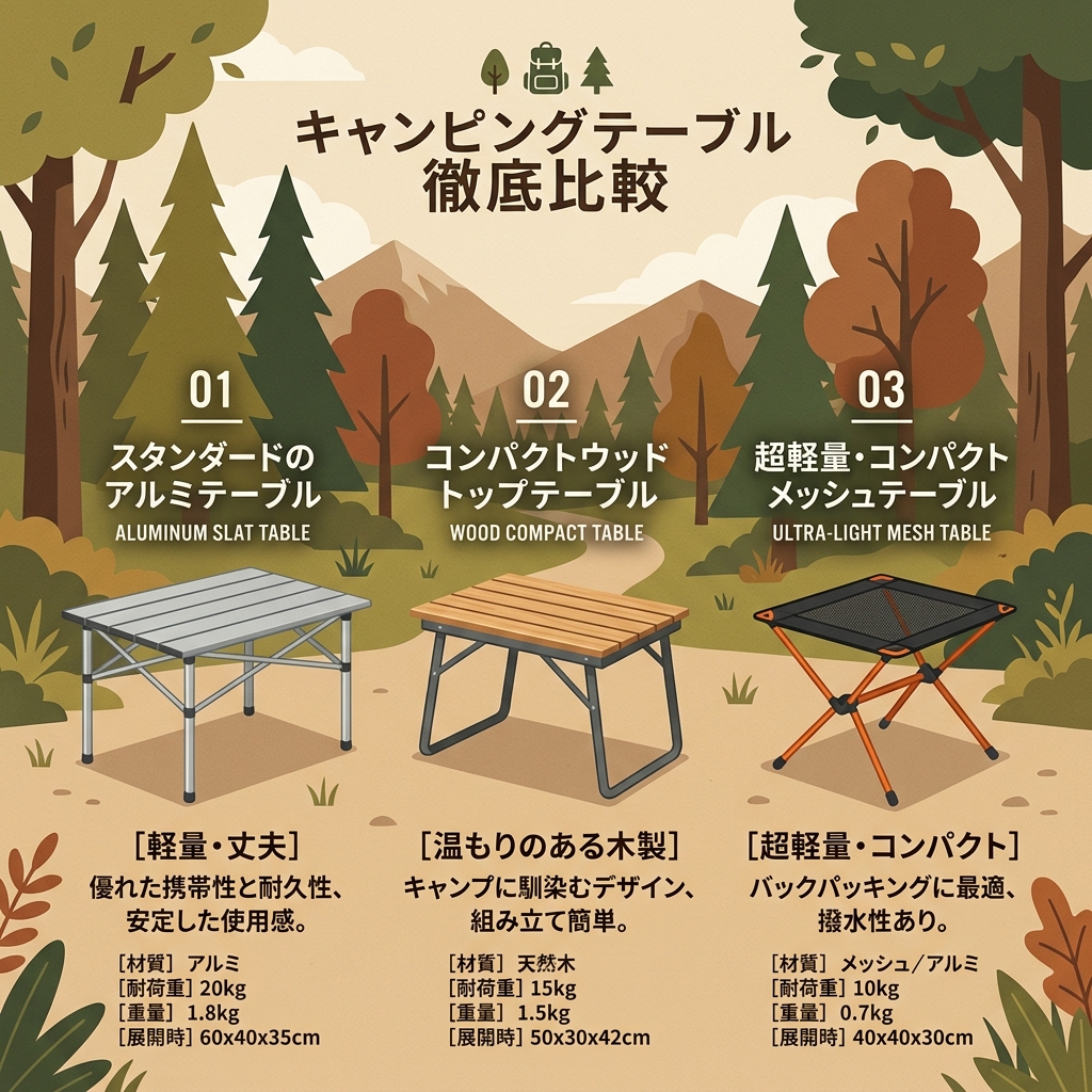 キャンパーに聞いた、キャンプ用「テーブル」ベスト3！